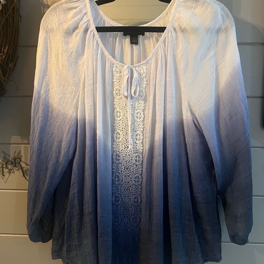 I.N. Studio Gradient Blue and White Blouse